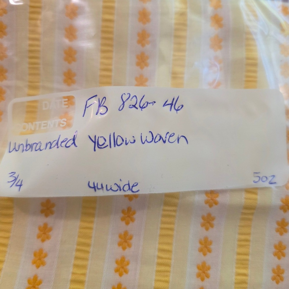 Woven Fabric Yellow Orange Floral Seersucker Stripe 44in x 0.75yd - Picture 3 of 3